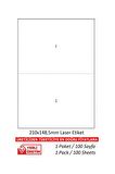 A1Etiket Tw-2102 Ebat 210 x 148,5 mm Lazer Etiket  A4 Sayfada 2 Etiket